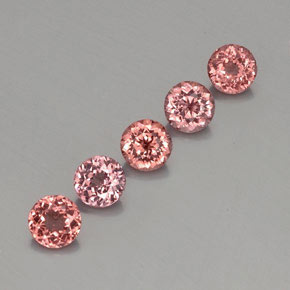 캐럿 천연 핑크빛 로즈 말레이 가넷 보석, 라운드 컷, 5.10 mm, VS