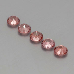 캐럿 천연 핑크빛 로즈 말레이 가넷 보석, 라운드 컷, 5.10 mm, VS