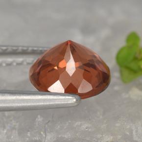 1.41캐럿 천연 오렌지 핑크 말레이 가넷, 라운드 컷, 6.53 mm, VVS-VS