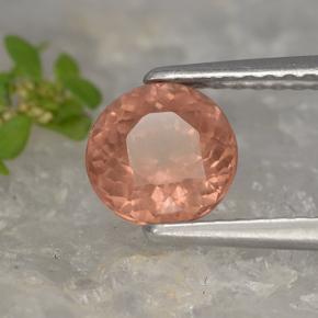 1.22캐럿 천연 미디엄 핑크 말레이 가넷, 라운드 컷, 6.39 mm, VS