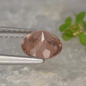 1.22캐럿 천연 미디엄 핑크 말레이 가넷, 라운드 컷, 6.39 mm, VS
