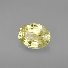 1.35캐럿 천연 노란빛 그린 말리 가넷, 타원형 컷, 7.8×6 mm, VS