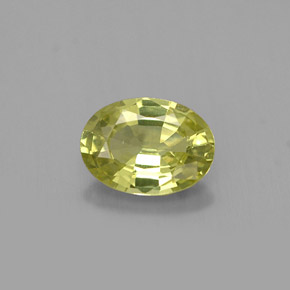 1.01캐럿 천연 노란빛 그린 말리 가넷, 타원형 컷, 7.6×5.5 mm, VVS-VS