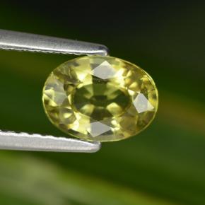 1.25캐럿 천연 노란빛 그린 말리 가넷, 타원형 컷, 7.7×5.6 mm, VS