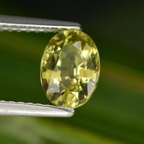 1.25캐럿 천연 노란빛 그린 말리 가넷, 타원형 컷, 7.7×5.6 mm, VS