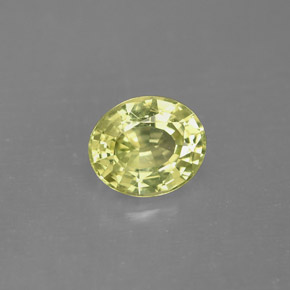 1.27캐럿 천연 노란빛 그린 말리 가넷, 타원형 컷, 7.2×6.1 mm, VVS-VS