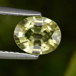 1.06캐럿 천연 녹빛 옐로우 말리 가넷, 타원형 컷, 7.3×5.9 mm, VS