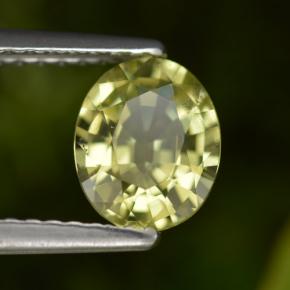 1.06캐럿 천연 녹빛 옐로우 말리 가넷, 타원형 컷, 7.3×5.9 mm, VS