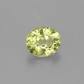 1.24캐럿 천연 노란빛 그린 말리 가넷, 타원형 컷, 6.9×5.9 mm, VVS-VS