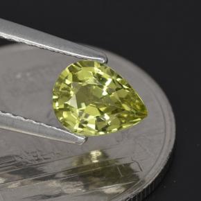 1.00캐럿 천연 노란빛 그린 말리 가넷, 배 모양, 7.2×5.5 mm, VVS-VS