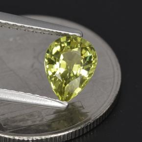 1.00캐럿 천연 노란빛 그린 말리 가넷, 배 모양, 7.2×5.5 mm, VVS-VS