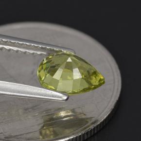 1.00캐럿 천연 노란빛 그린 말리 가넷, 배 모양, 7.2×5.5 mm, VVS-VS
