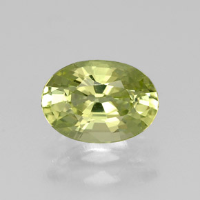 1.05캐럿 천연 노란빛 그린 말리 가넷, 타원형 컷, 7.4×5.2 mm, VVS