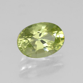 1.05캐럿 천연 노란빛 그린 말리 가넷, 타원형 컷, 7.4×5.2 mm, VVS