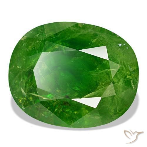 15.82캐럿 천연 생기 있는 그린 말리 가넷, 타원형 컷, 16.5×13.2 mm, SI-I1