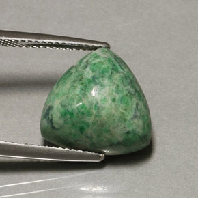 12.16캐럿 천연 그린 마우싯싯, 트릴리언, 14×13.9 mm, 불투명체