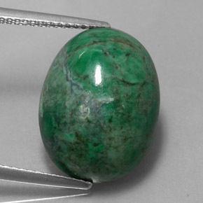 13.90캐럿 천연 그린 마우싯싯, 타원형 컷, 17.3×13.1 mm, 불투명체