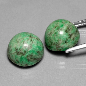 캐럿 천연 녹색 앉아-앉아 보석, 라운드 컷, 불투명체