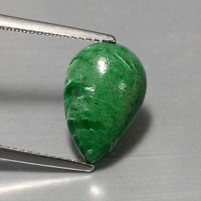 4.24캐럿 천연 그린 마우싯싯, 배 모양, 13.9×9.2 mm, 불투명체