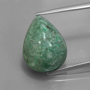 15.87캐럿 천연 그린 마우싯싯, 배 모양, 17.9×13.7 mm, 불투명체