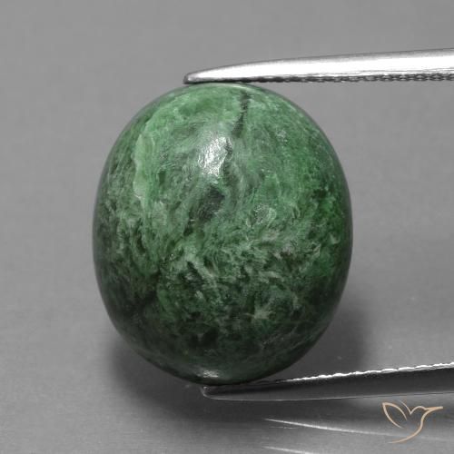15.03ct 자연스러운 미디엄 그린 앉아-앉아, 타원형, 불투명체