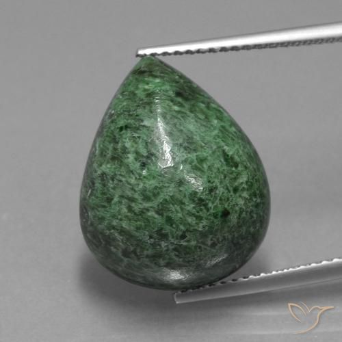 14.34ct 자연스러운 미디엄 그린 앉아-앉아, 배 모양, 불투명체
