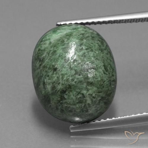 13.71ct 자연스러운 흙빛 녹색 앉아-앉아, 타원형, 불투명체