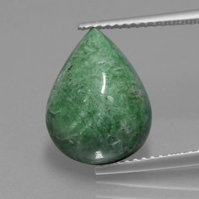 7.04캐럿 천연 옅은 소나무 녹색 마우싯싯, 배 모양, 13.8×10.7 mm, 불투명체