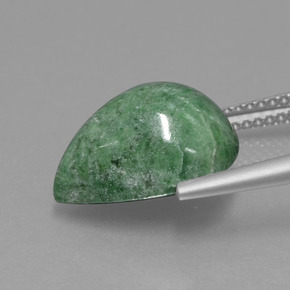 7.04캐럿 천연 옅은 소나무 녹색 마우싯싯, 배 모양, 13.8×10.7 mm, 불투명체