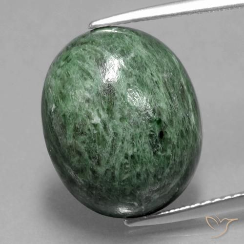 13.09ct 자연스러운 미디엄 그린 앉아-앉아, 타원형, 불투명체