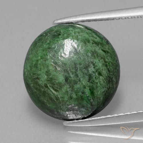 8.01캐럿 천연 딥 그린 마우싯싯, 라운드 컷, 13.17 mm, 불투명체
