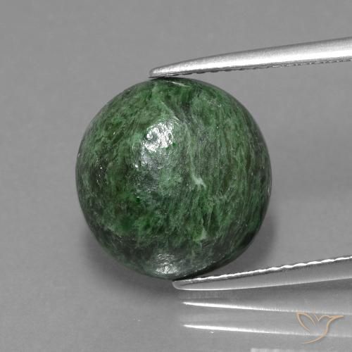 7.37ct 자연스러운 짙은 녹색 앉아-앉아, 둥근, 불투명체