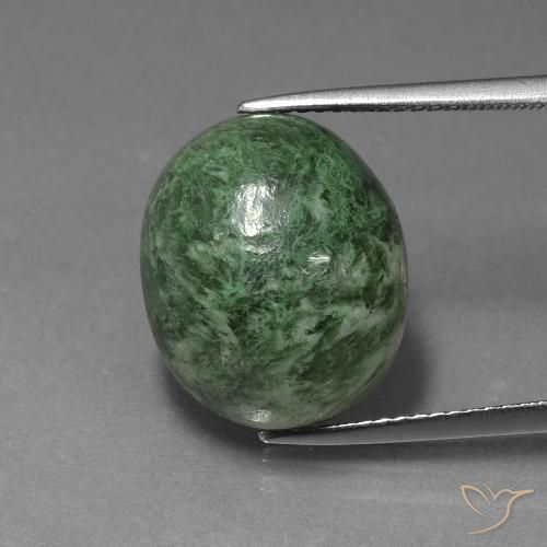 14.41ct 자연스러운 미디엄 그린 앉아-앉아, 타원형, 불투명체