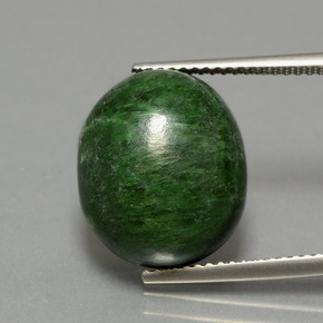12.36캐럿 천연 그린 마우싯싯, 타원형 컷, 14.8×12.7 mm, 불투명체