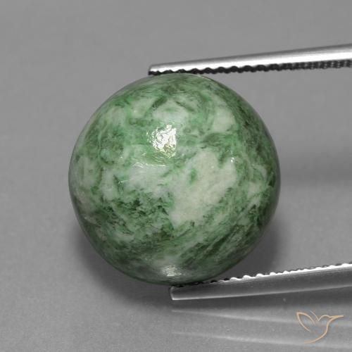 11.85ct 자연스러운 따뜻한 모스 그린 앉아-앉아, 둥근, 불투명체