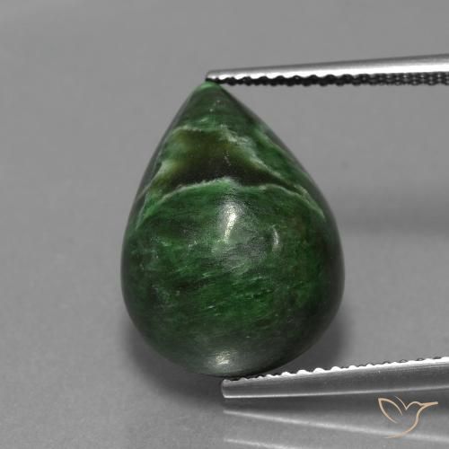 9.44캐럿 천연 다크 그린 마우싯싯, 배 모양, 15.3×11.4 mm, 불투명체