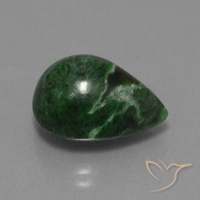 9.44캐럿 천연 다크 그린 마우싯싯, 배 모양, 15.3×11.4 mm, 불투명체