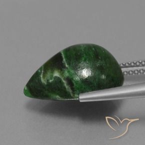 9.44캐럿 천연 다크 그린 마우싯싯, 배 모양, 15.3×11.4 mm, 불투명체