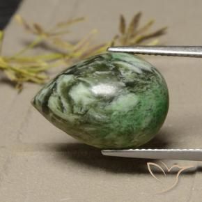 12.54캐럿 천연 미디엄 그린 마우싯싯, 배 모양, 18.7×13.2 mm, 불투명체
