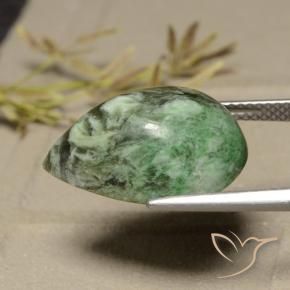12.54캐럿 천연 미디엄 그린 마우싯싯, 배 모양, 18.7×13.2 mm, 불투명체
