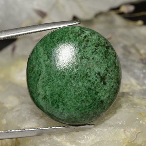 32.74ct 자연스러운 딥그린 앉아-앉아, 둥근, 불투명체