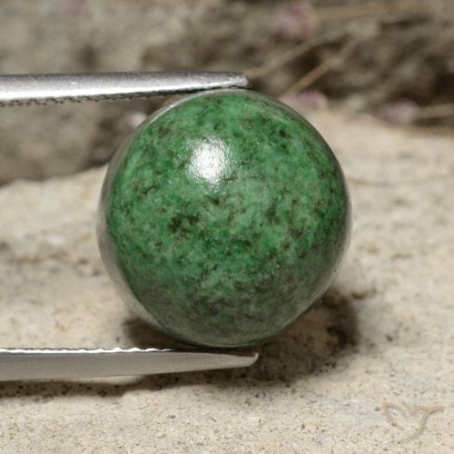 13.27ct 자연스러운 미디엄 그린 앉아-앉아, 둥근, 불투명체