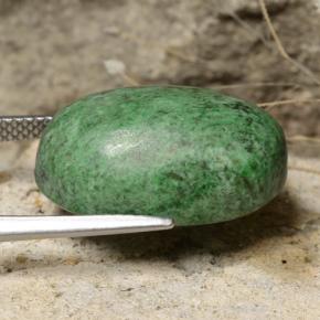 19.55캐럿 천연 딥 그린 마우싯싯, 타원형 컷, 20×13.1 mm, 불투명체