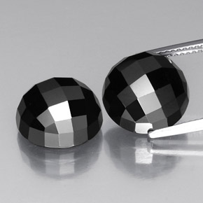 캐럿 천연 검정색 멜라나이트 보석, 라운드 컷, 11.85 mm, 불투명체