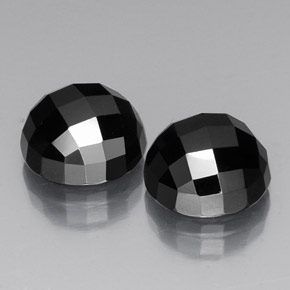 캐럿 천연 검정색 멜라나이트 보석, 라운드 컷, 11.85 mm, 불투명체