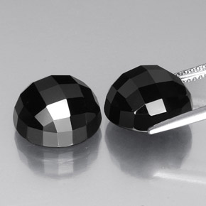 캐럿 천연 검정색 멜라나이트 보석, 라운드 컷, 11.85 mm, 불투명체
