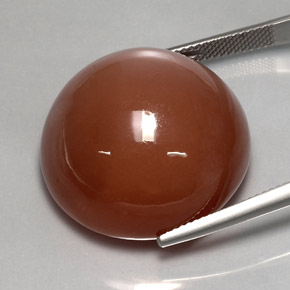 57.43캐럿 천연 모카 오렌지 문스톤, 라운드 컷, 23.96 mm, 불투명체