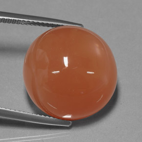 25.39캐럿 천연 모카 오렌지 문스톤, 라운드 컷, 17.57 mm, 불투명체