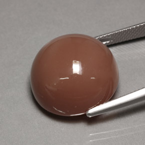 26.55캐럿 천연 모카 오렌지 문스톤, 라운드 컷, 18.19 mm, 불투명체