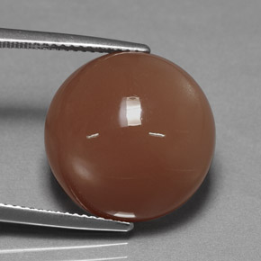 22.69캐럿 천연 모카 오렌지 문스톤, 라운드 컷, 17.06 mm, 불투명체